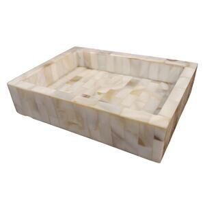 Mother of Pearl Inlay Checkered Trinket Jewelry Tray Soap Dish VTG 5.5"x4"‎ READ